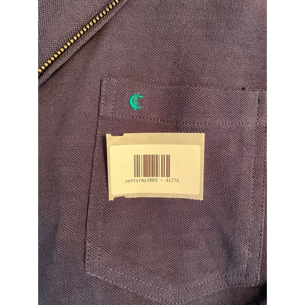 Criquet Mens Navy Blue 100% Organic Cotton Pique Quarter Zip Pullover Size M